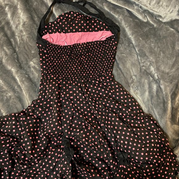 Rockabilly Black and Pink polkadot dress Size 6 - Picture 4 of 6